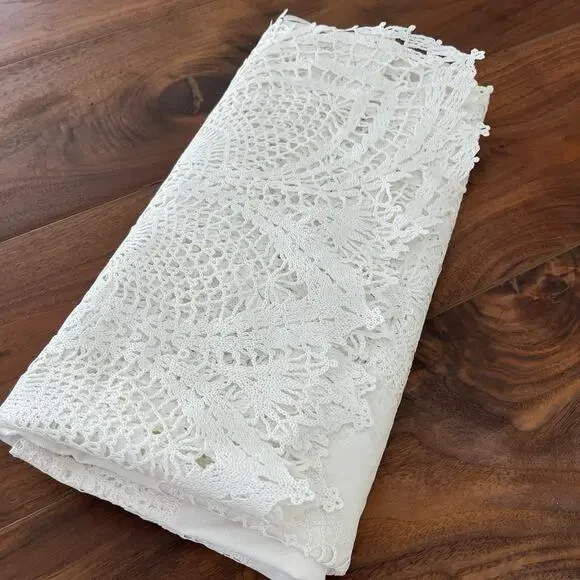 Lace Tablecloth Rectangle Home Party Dining Table Cover White 70"x52.5" - Picture 7 of 9